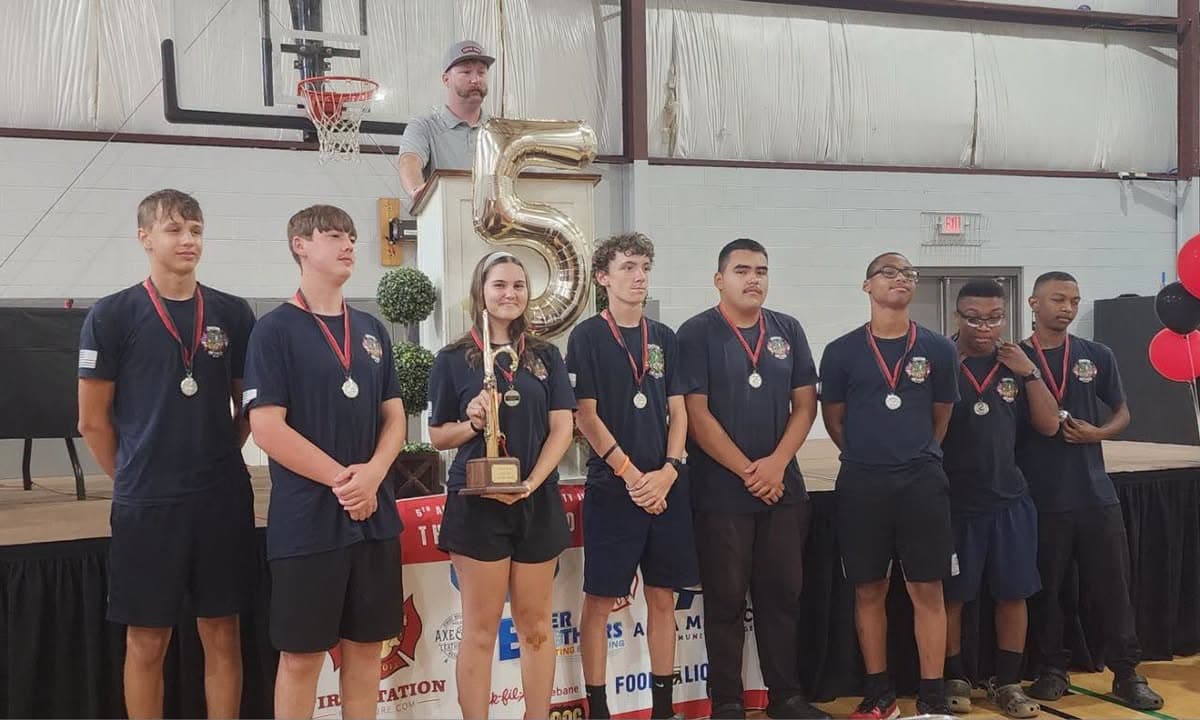 Gaston cadets displaying their medals and second-place trophy