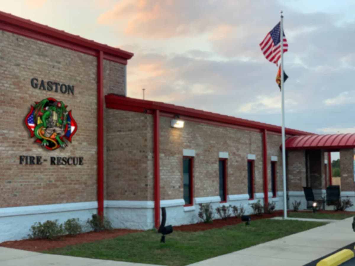 Gaston Fire & Rescue volunteers responding to an emergency in Gaston, Northampton County NC