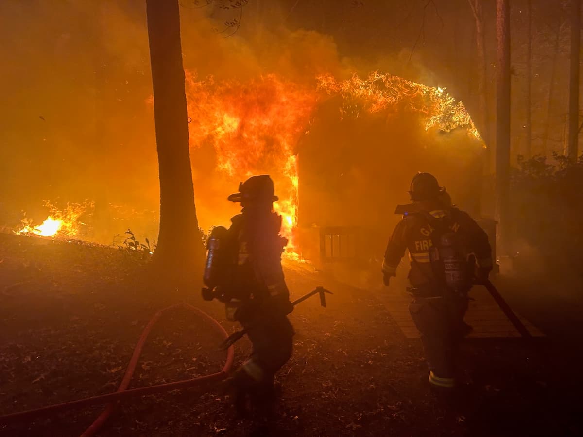 Gaston Fire & Rescue firefighters at a vehicle fire