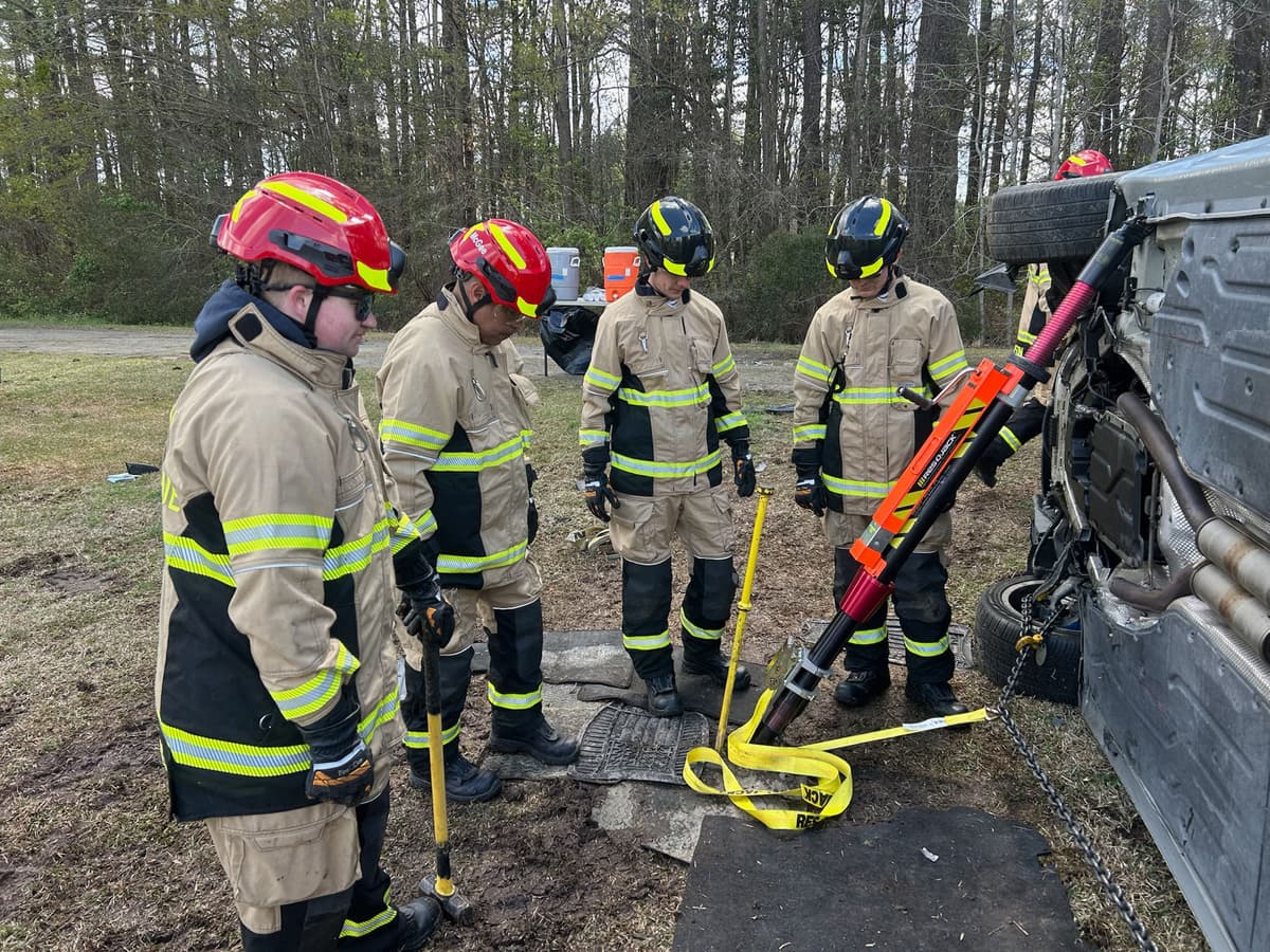 Gaston Fire & Rescue members training on vehicle extrication
