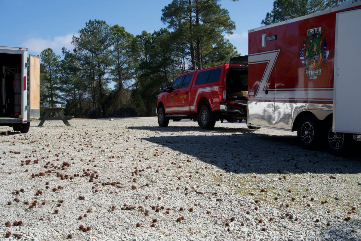 Gaston Fire & Rescue support truck and apparatus staged at a scene, Northampton County NC